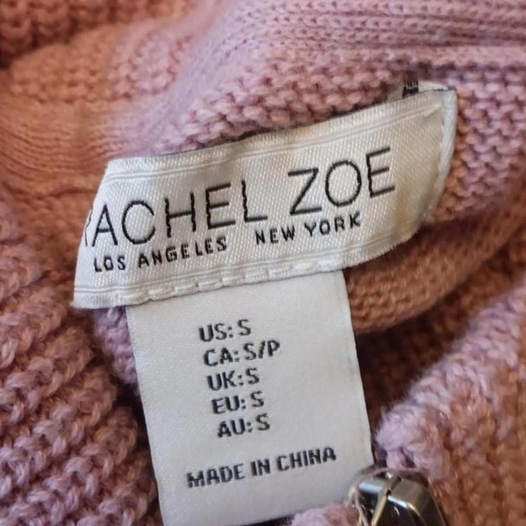 Rachel Zoe Blush Pink Turtleneck Sweater With Zipper, Fall Winter Knit, Small - Picture 4 of 7
